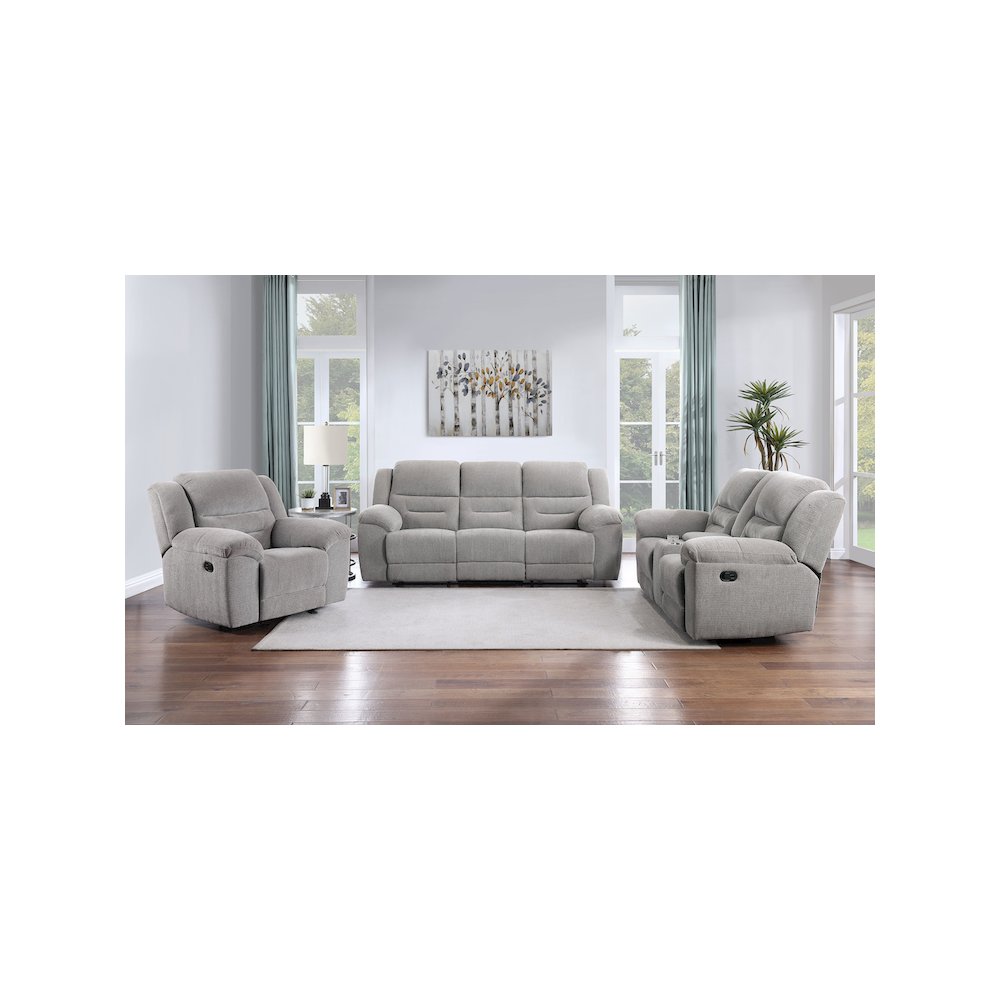 Gilson 3-piece Chenille Upholstered Sofa Set Grey. Picture 13