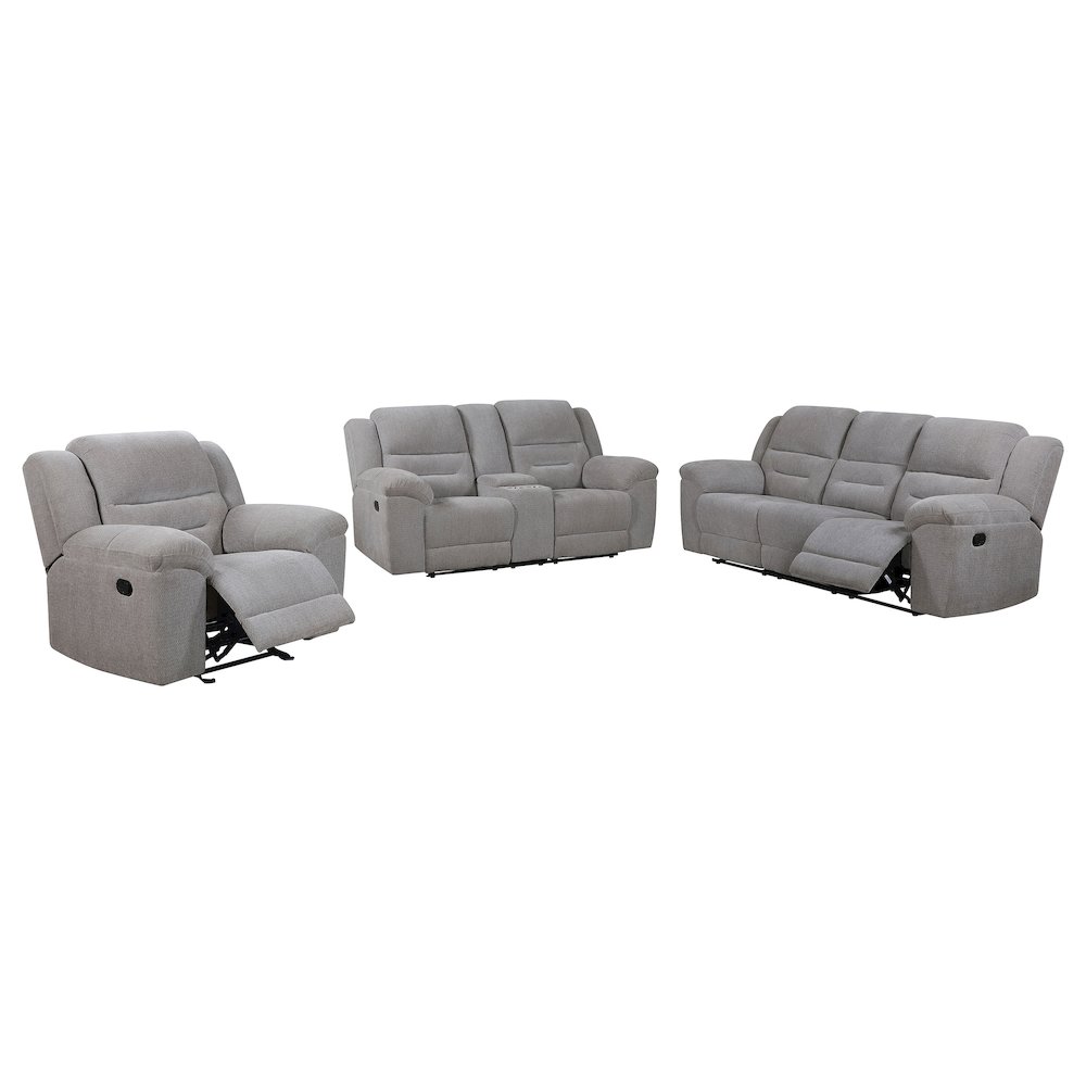Gilson 3-piece Chenille Upholstered Sofa Set Grey. Picture 2