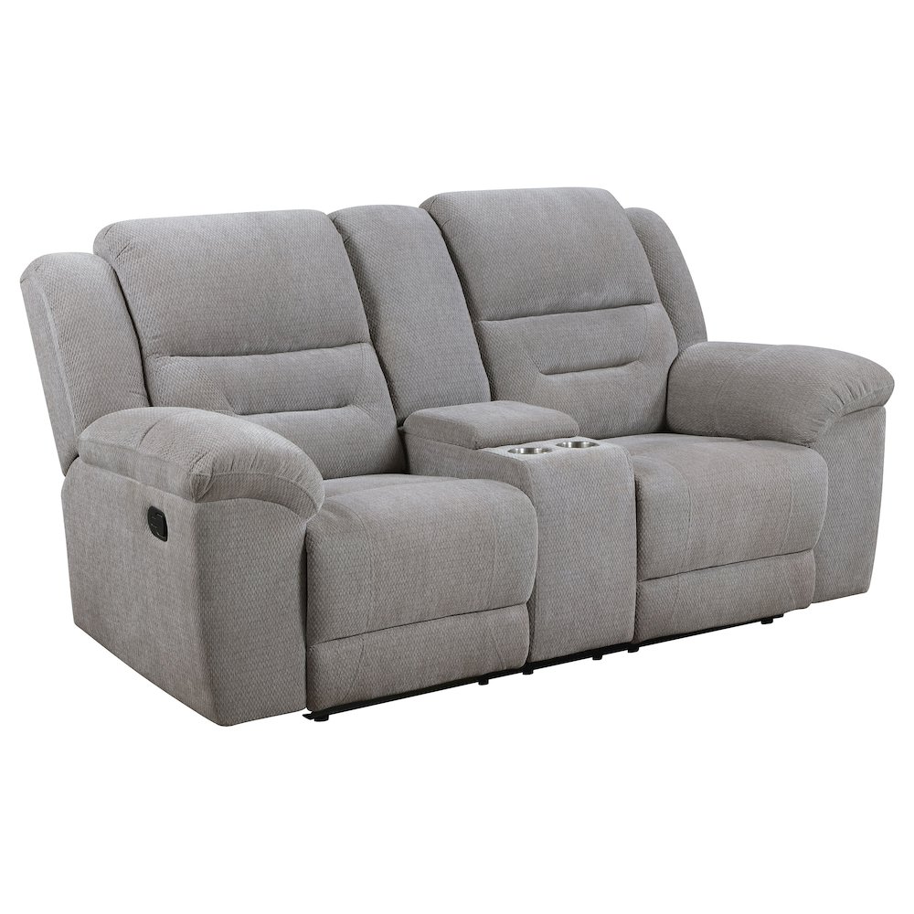 Gilson Chenille Upholstered Reclining Loveseat Grey. Picture 2