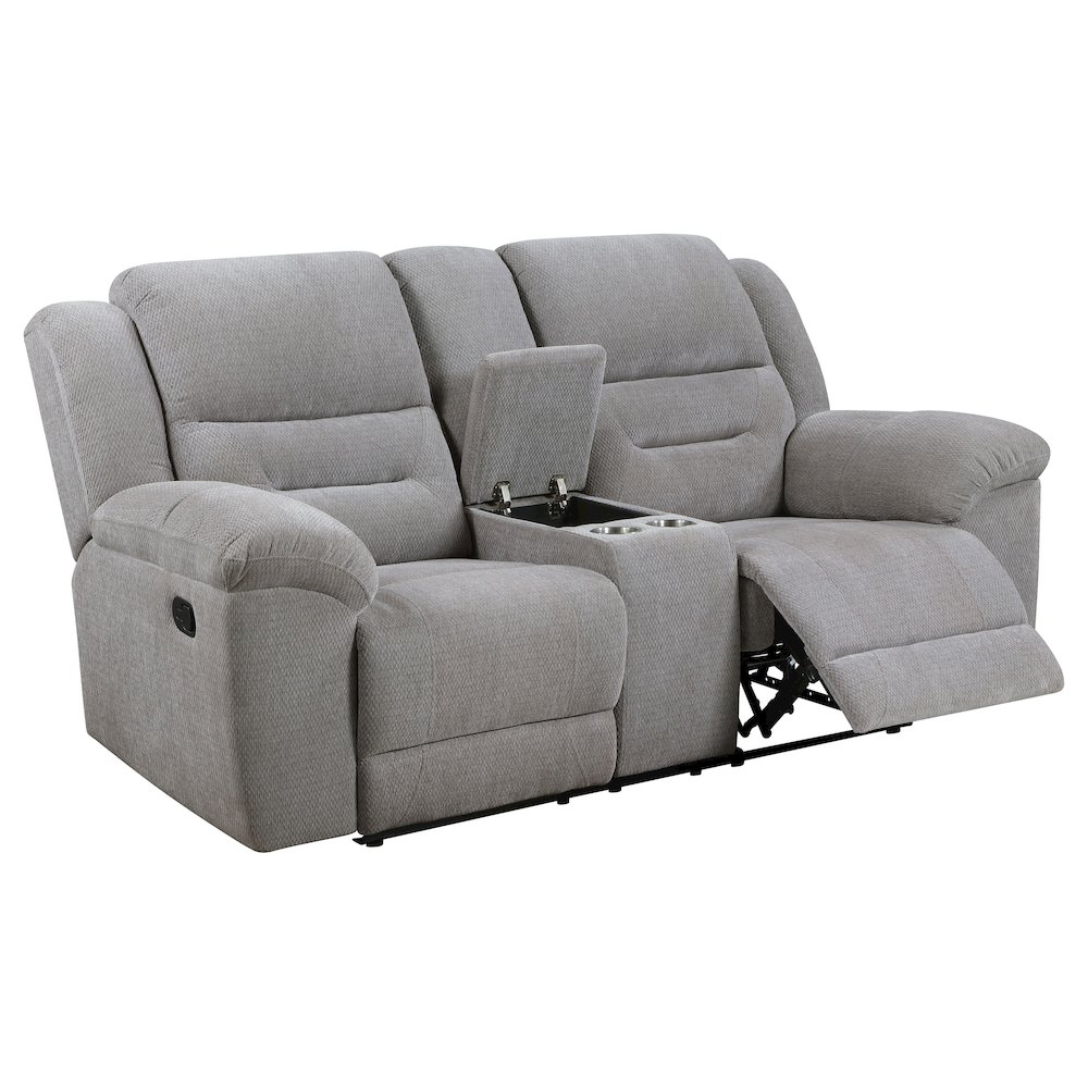 Gilson Chenille Upholstered Reclining Loveseat Grey. Picture 1