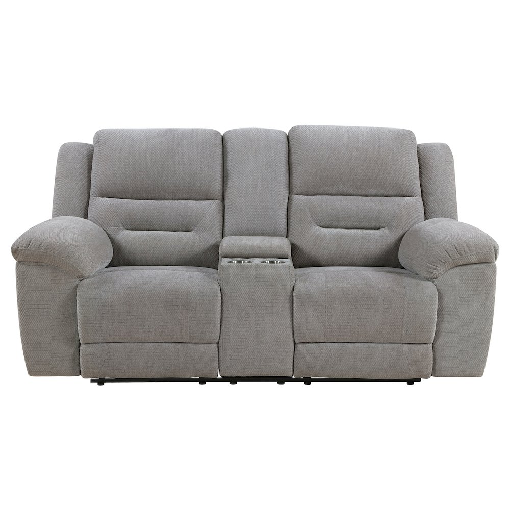 Gilson Chenille Upholstered Reclining Loveseat Grey. Picture 4