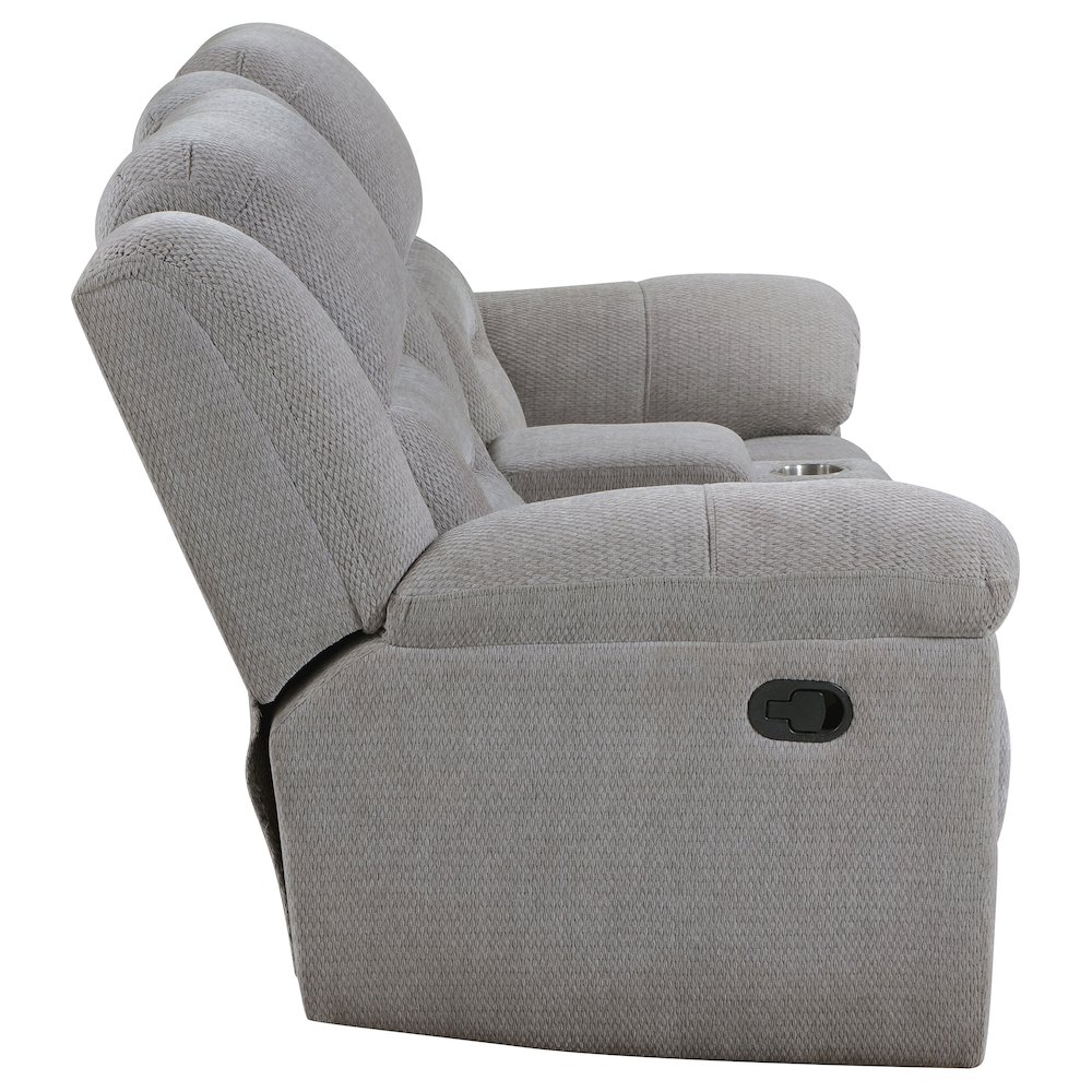 Gilson Chenille Upholstered Reclining Loveseat Grey. Picture 6