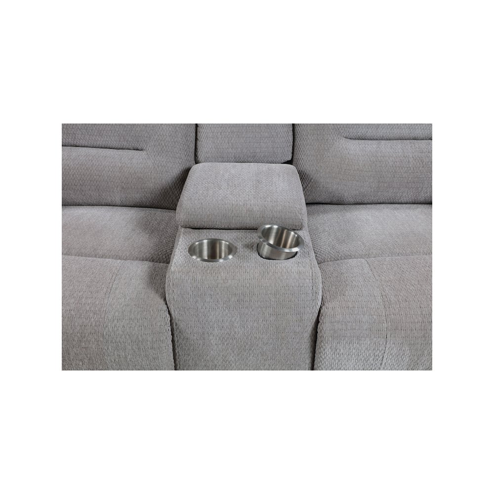 Gilson Chenille Upholstered Reclining Loveseat Grey. Picture 12
