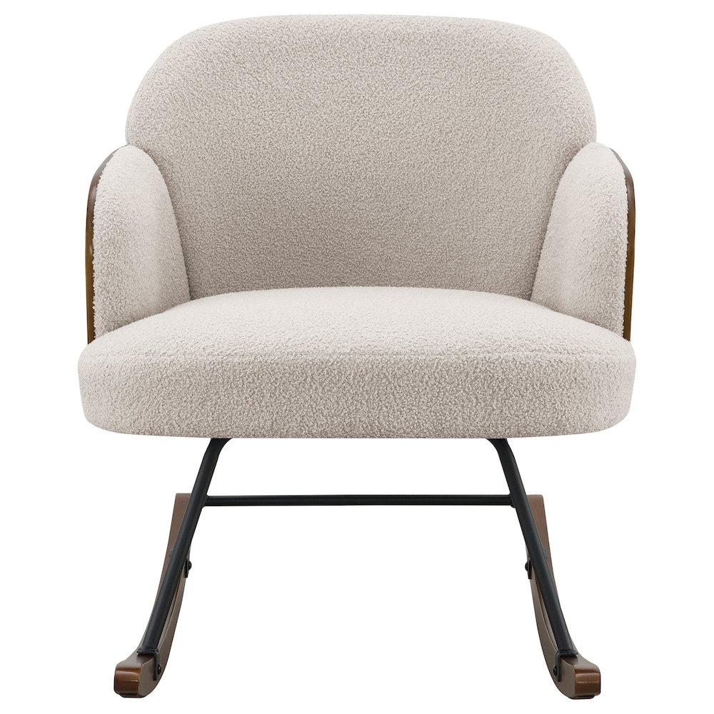 Paige Boucle Upholstered Mid Back Rocking Chair Beige. Picture 3