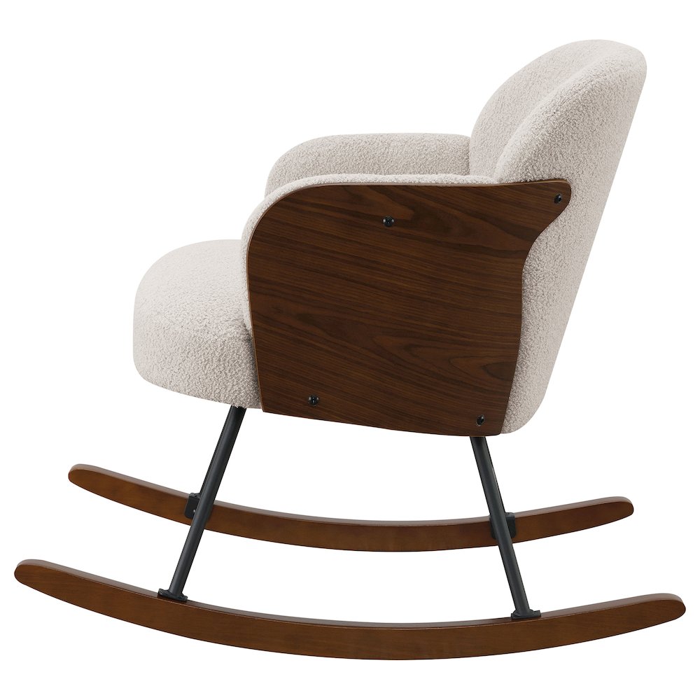 Paige Boucle Upholstered Mid Back Rocking Chair Beige. Picture 5
