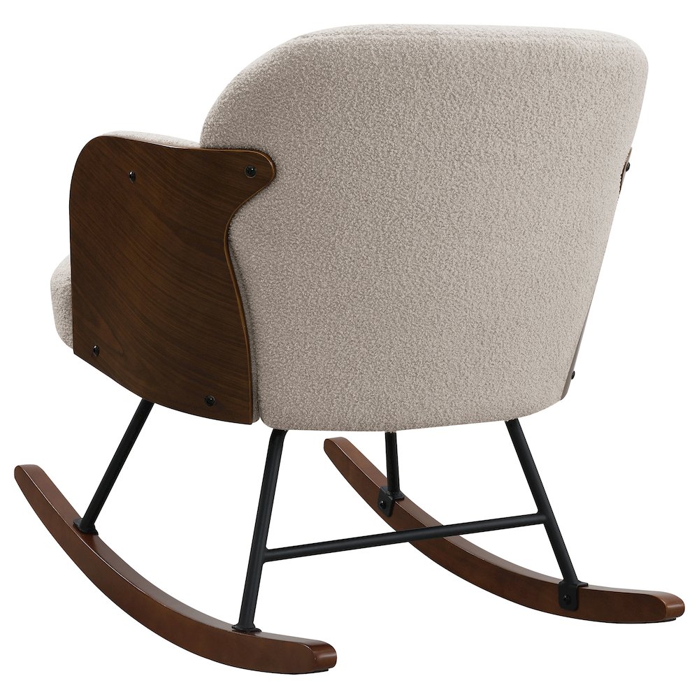 Paige Boucle Upholstered Mid Back Rocking Chair Beige. Picture 6