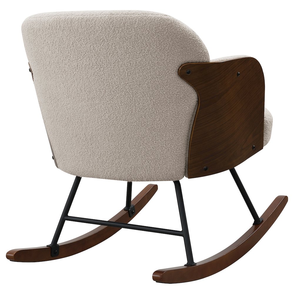 Paige Boucle Upholstered Mid Back Rocking Chair Beige. Picture 7