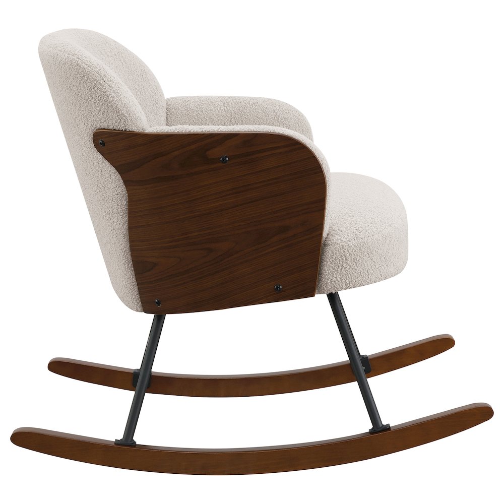 Paige Boucle Upholstered Mid Back Rocking Chair Beige. Picture 8