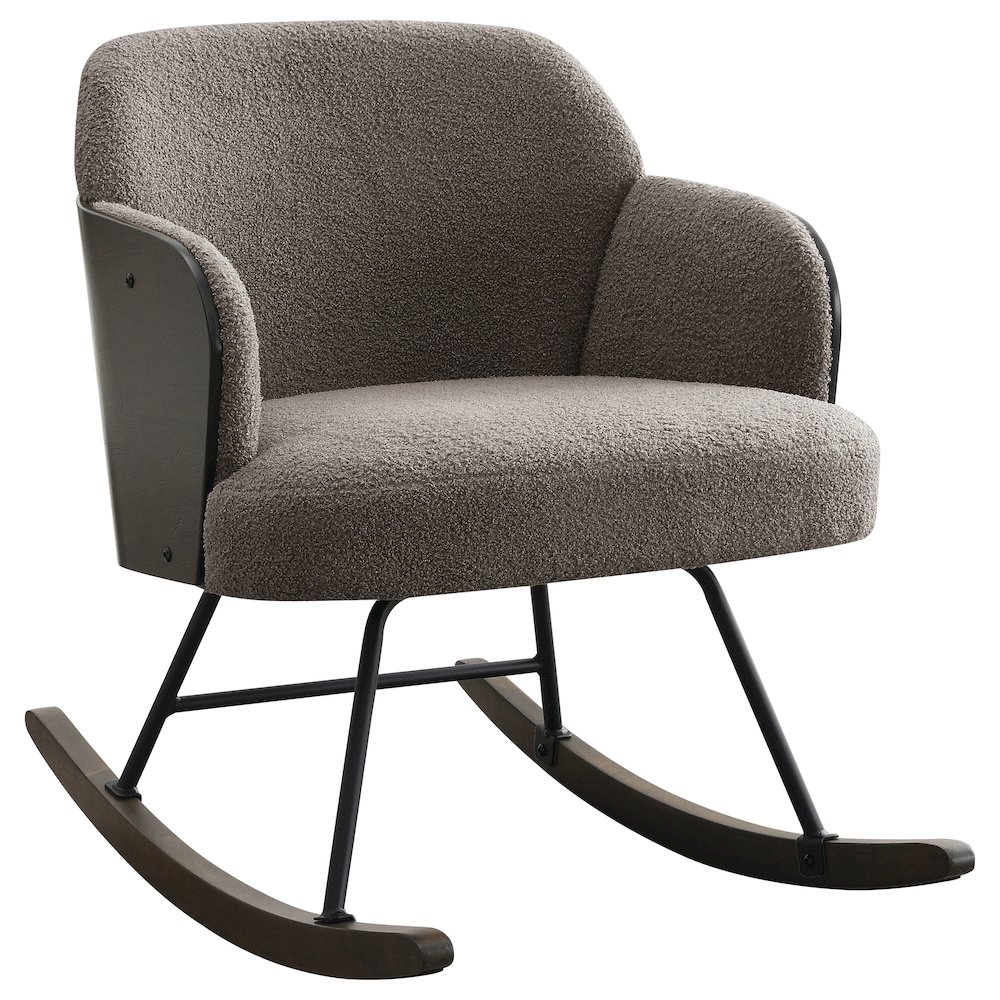 Paige Boucle Upholstered Mid Back Rocking Chair Taupe. Picture 1