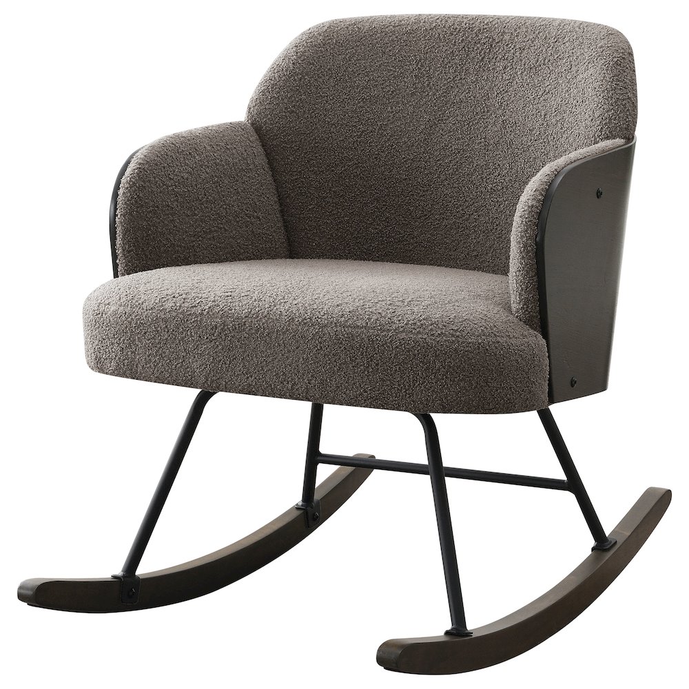 Paige Boucle Upholstered Mid Back Rocking Chair Taupe. Picture 4