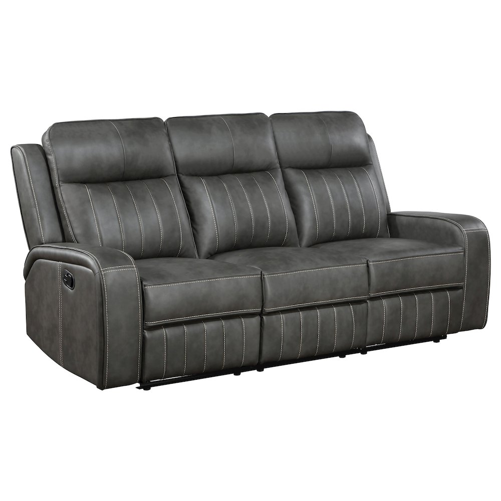 Raelynn Upholstered Track Arm Motion Sofa Grey. Picture 1