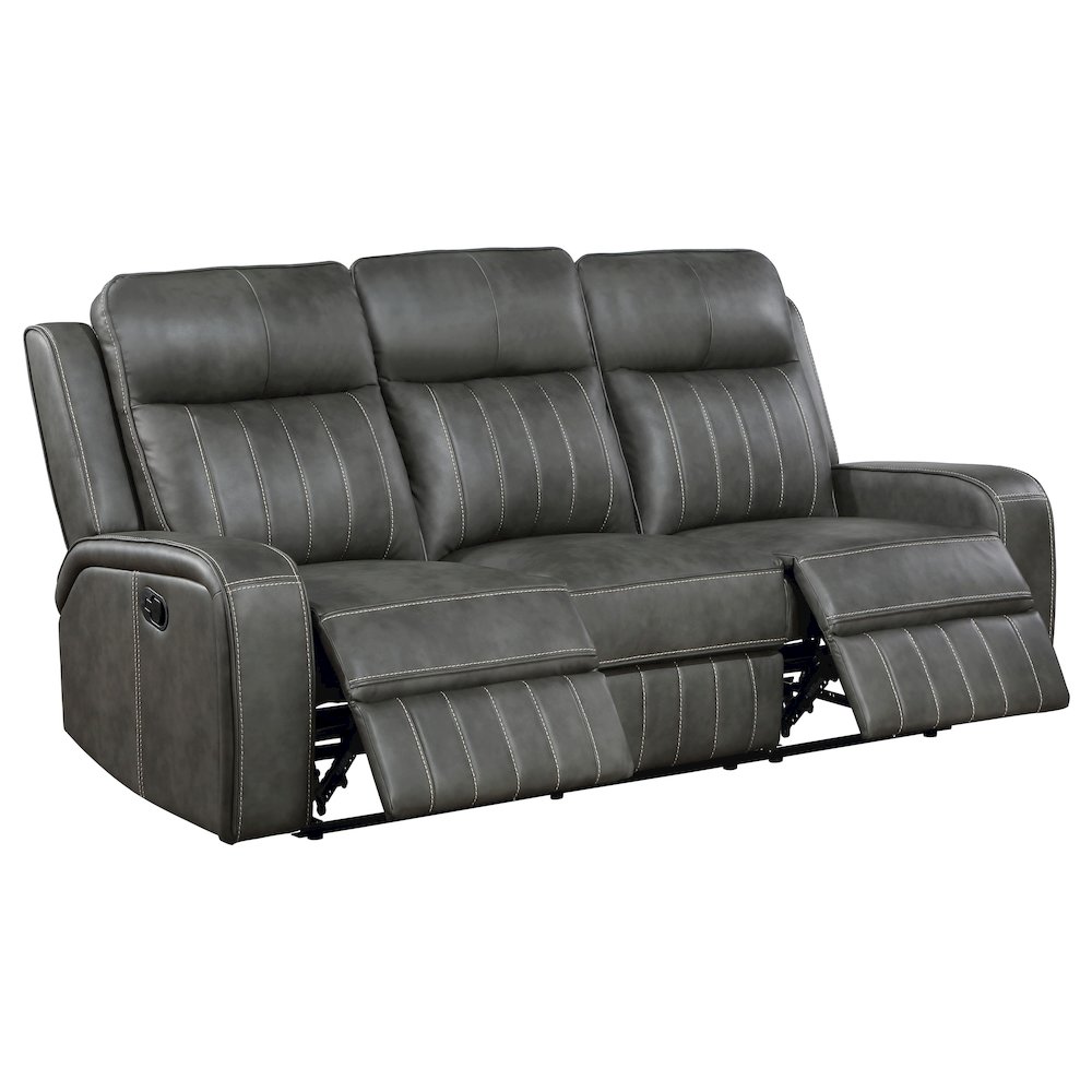 Raelynn Upholstered Track Arm Motion Sofa Grey. Picture 3