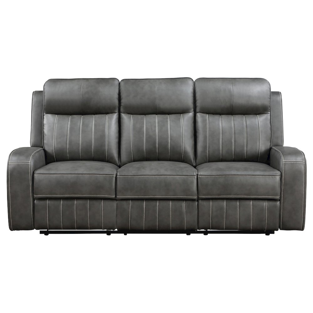 Raelynn Upholstered Track Arm Motion Sofa Grey. Picture 4