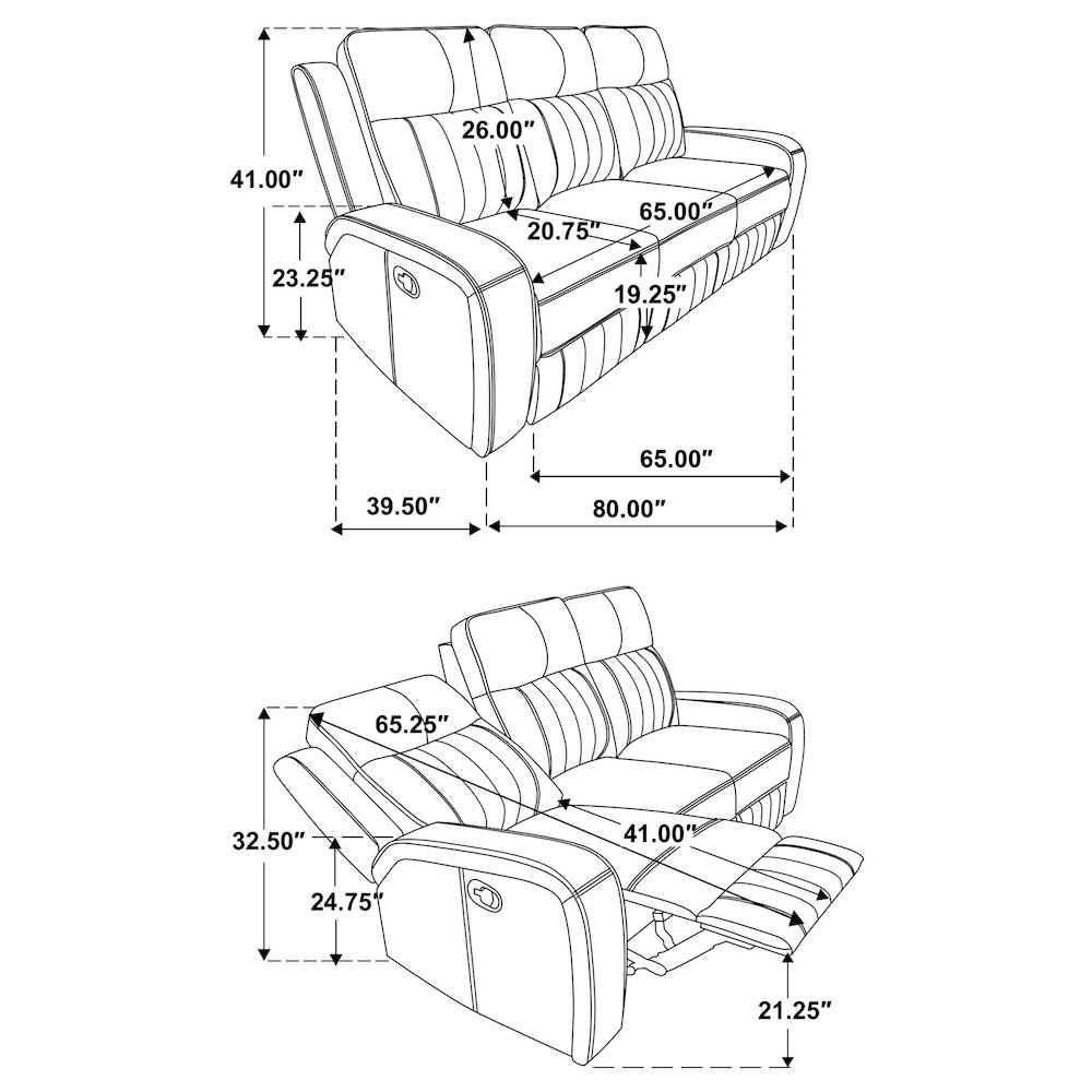 Raelynn Upholstered Track Arm Motion Sofa Grey. Picture 13