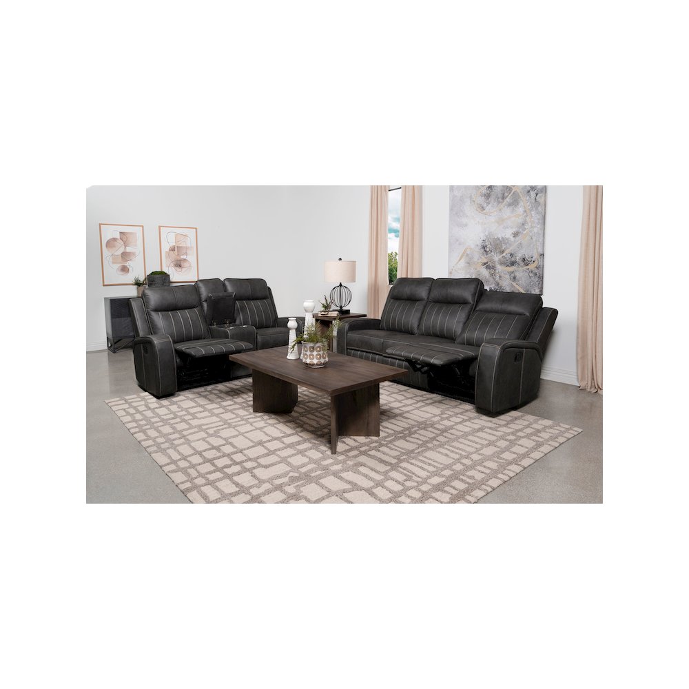Raelynn 2-piece Upholstered Reclining Sofa Set Grey. Picture 14