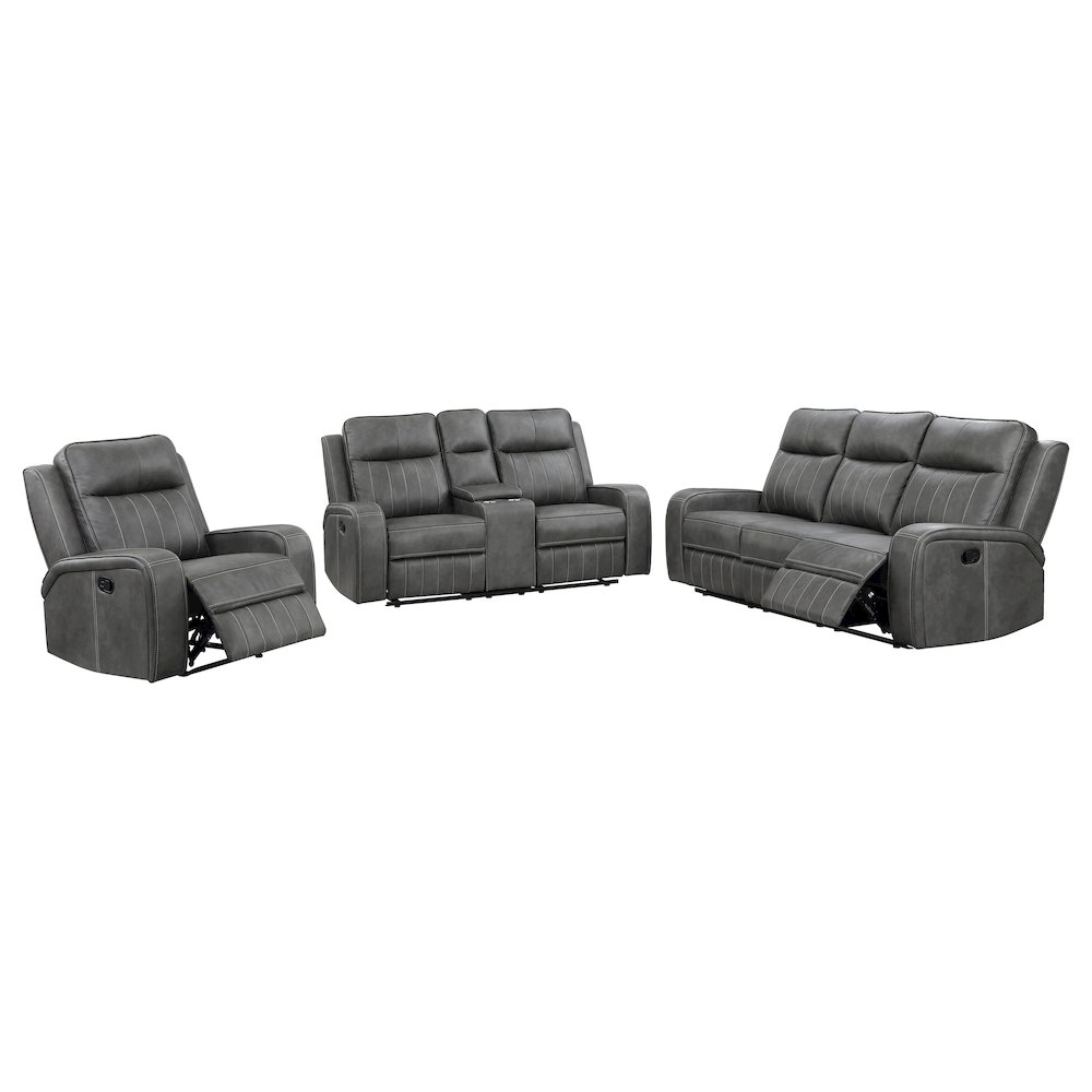Raelynn 3-piece Upholstered Reclining Sofa Set Grey. Picture 1