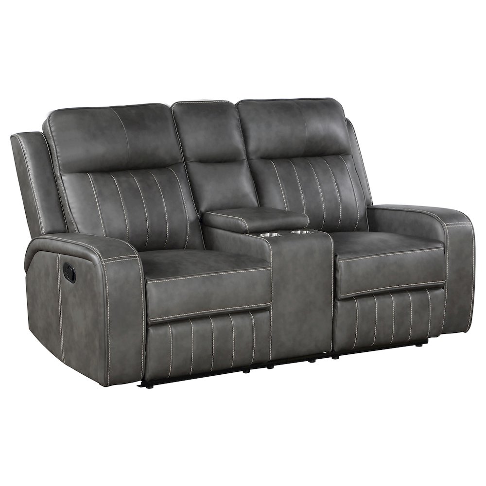 Raelynn Upholstered Track Arm Motion Loveseat Grey. Picture 1