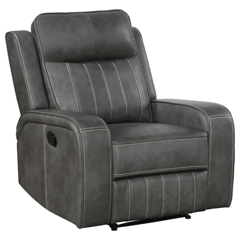 Raelynn Upholstered Track Arm Recliner Grey. Picture 1