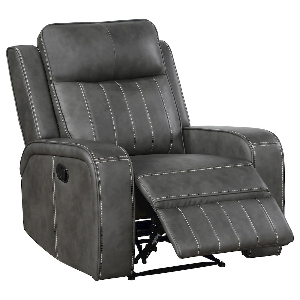 Raelynn Upholstered Track Arm Recliner Grey. Picture 3