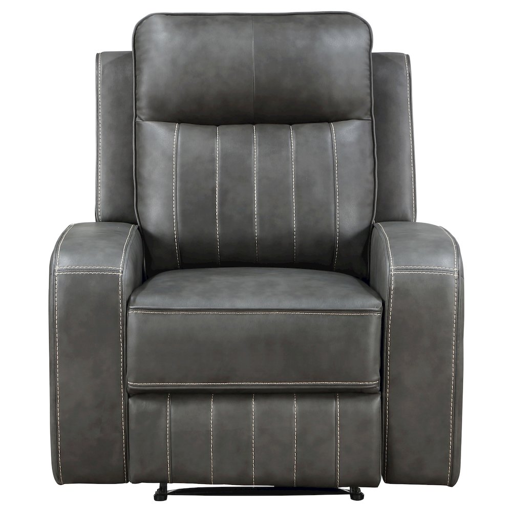 Raelynn Upholstered Track Arm Recliner Grey. Picture 4
