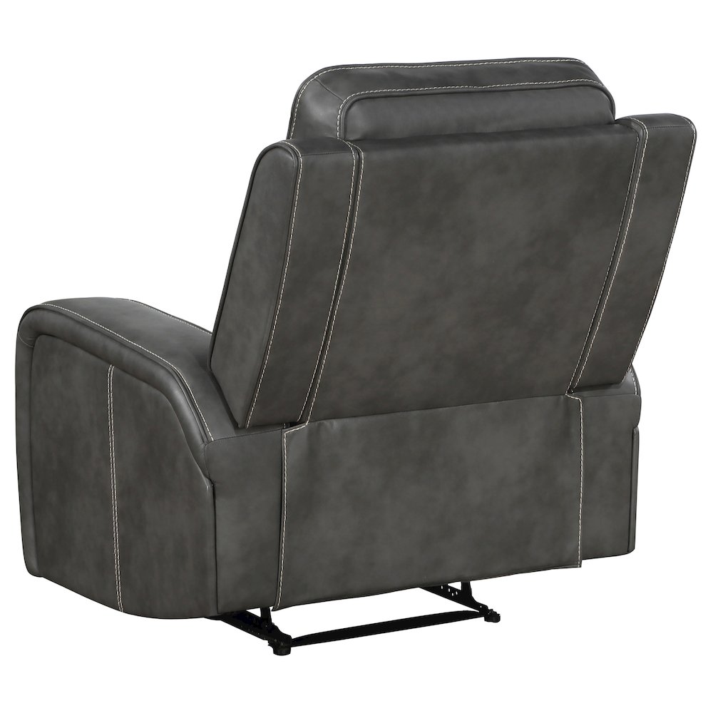Raelynn Upholstered Track Arm Recliner Grey. Picture 5