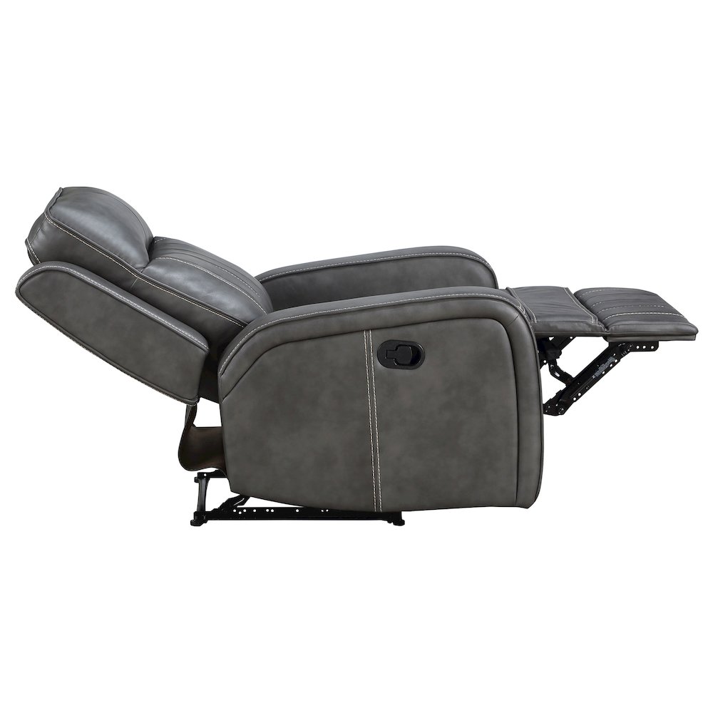 Raelynn Upholstered Track Arm Recliner Grey. Picture 7