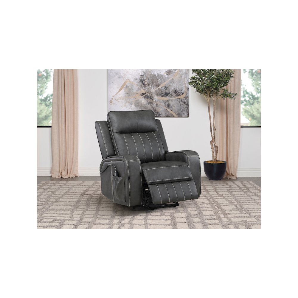 Raelynn Upholstered Power Lift Recliner Chair Grey. Picture 6