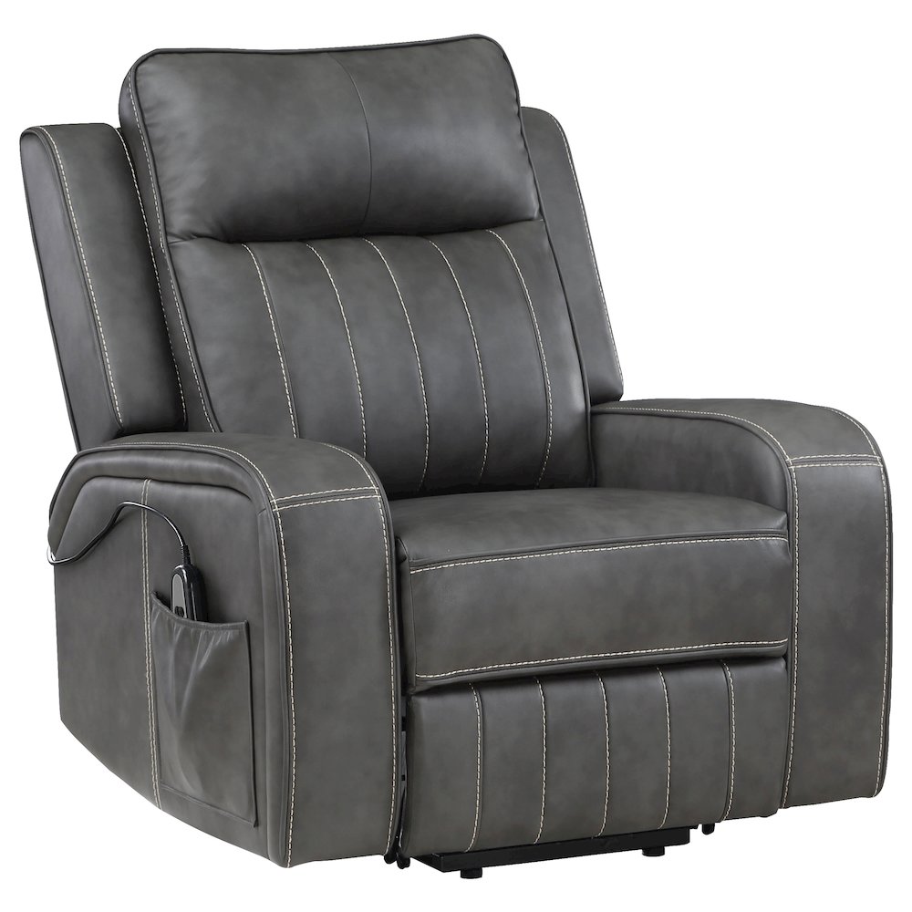 Raelynn Upholstered Power Lift Recliner Chair Grey. Picture 2