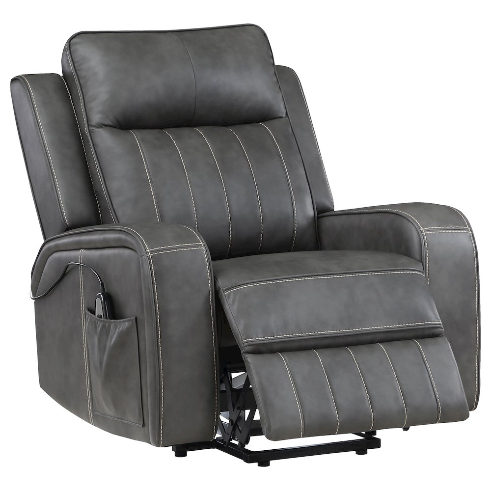 Raelynn Upholstered Power Lift Recliner Chair Grey. Picture 1