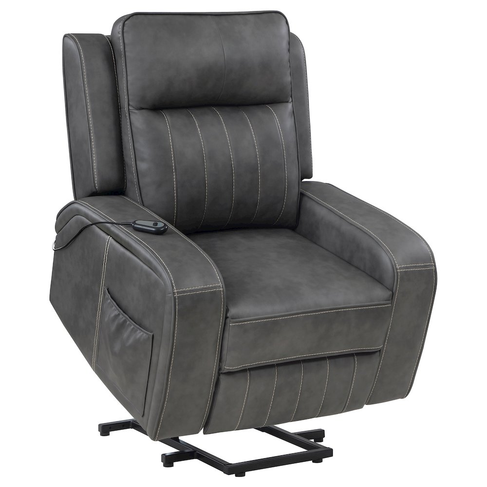 Raelynn Upholstered Power Lift Recliner Chair Grey. Picture 4