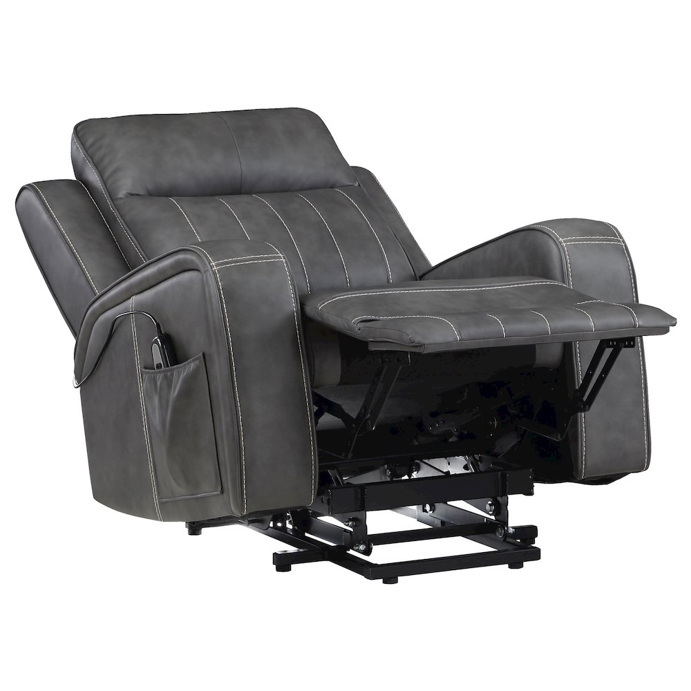 Raelynn Upholstered Power Lift Recliner Chair Grey. Picture 5