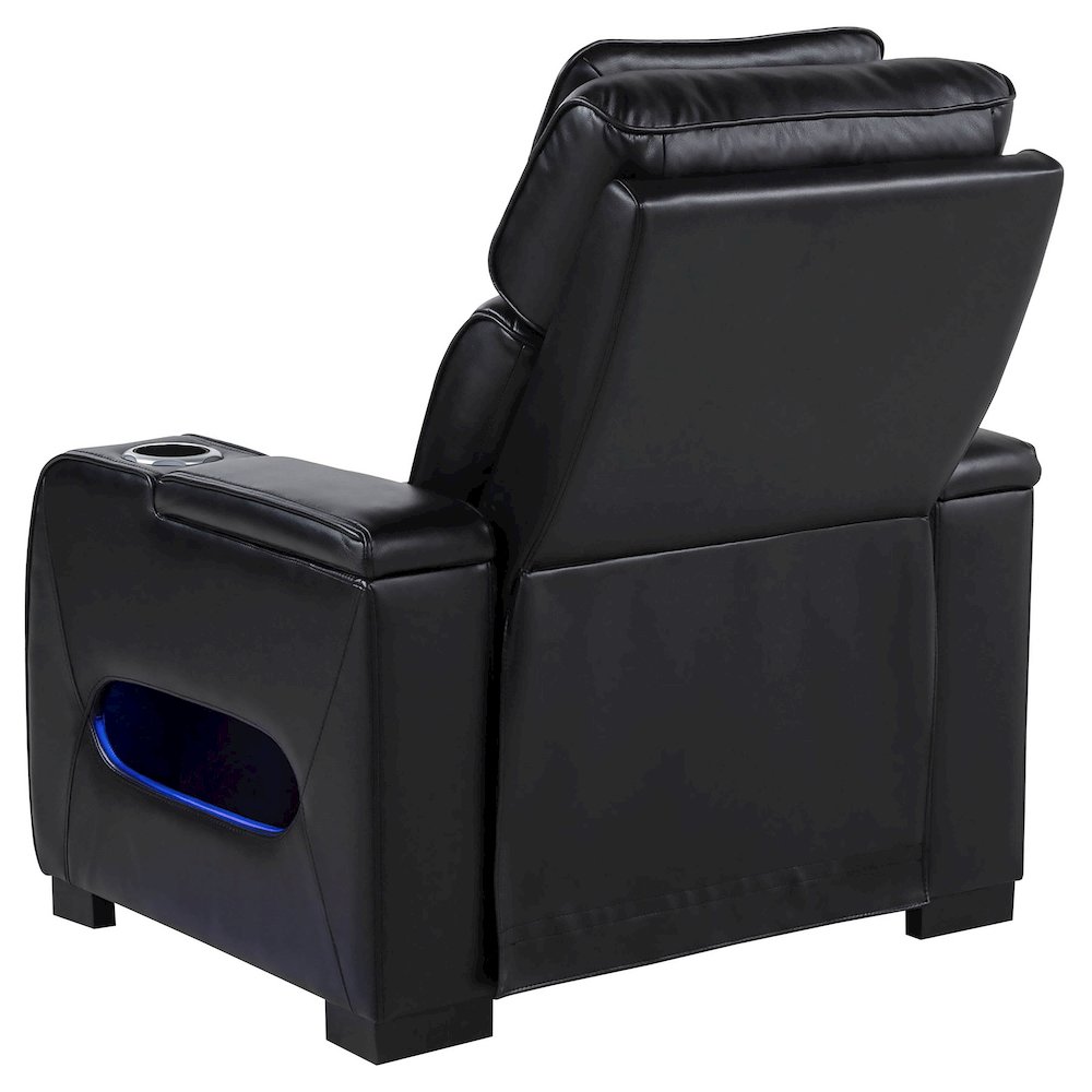 Zuma Faux Leather Upholstered Dual Power LED Recliner Black. Picture 4