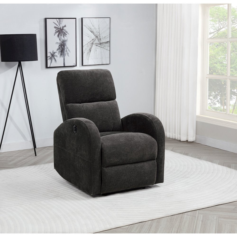 Grant Fabric Upholstered Power Recliner Chair Charcoal Grey. Picture 2