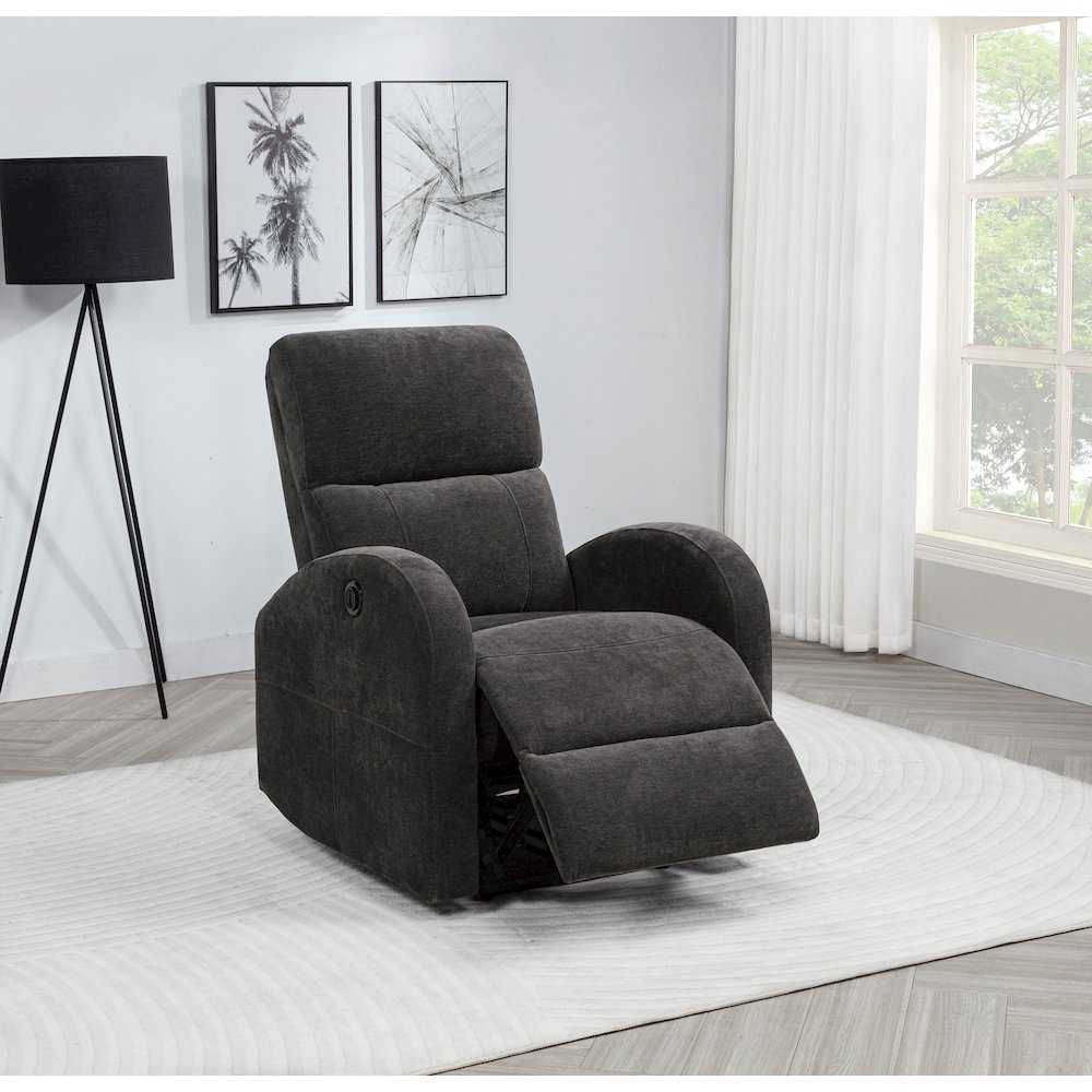 Grant Fabric Upholstered Power Recliner Chair Charcoal Grey. Picture 3