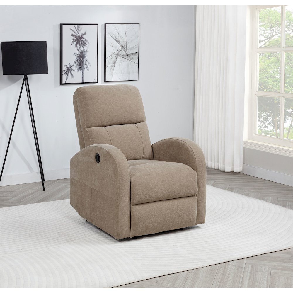 Grant Fabric Upholstered Power Recliner Chair Camel. Picture 2