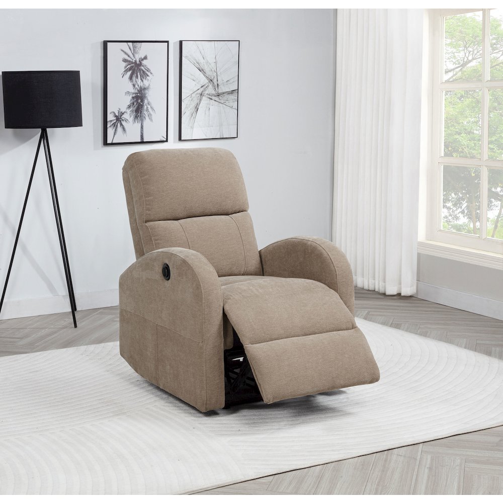 Grant Fabric Upholstered Power Recliner Chair Camel. Picture 3