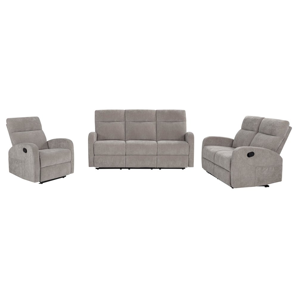 Hamilton Chenille Upholstered Manual Reclining Loveseat Sand. Picture 2