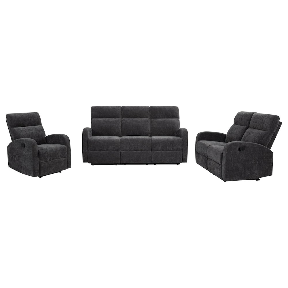 Hamilton Chenille Upholstered Manual Glider Recliner Charcoal Grey. Picture 2