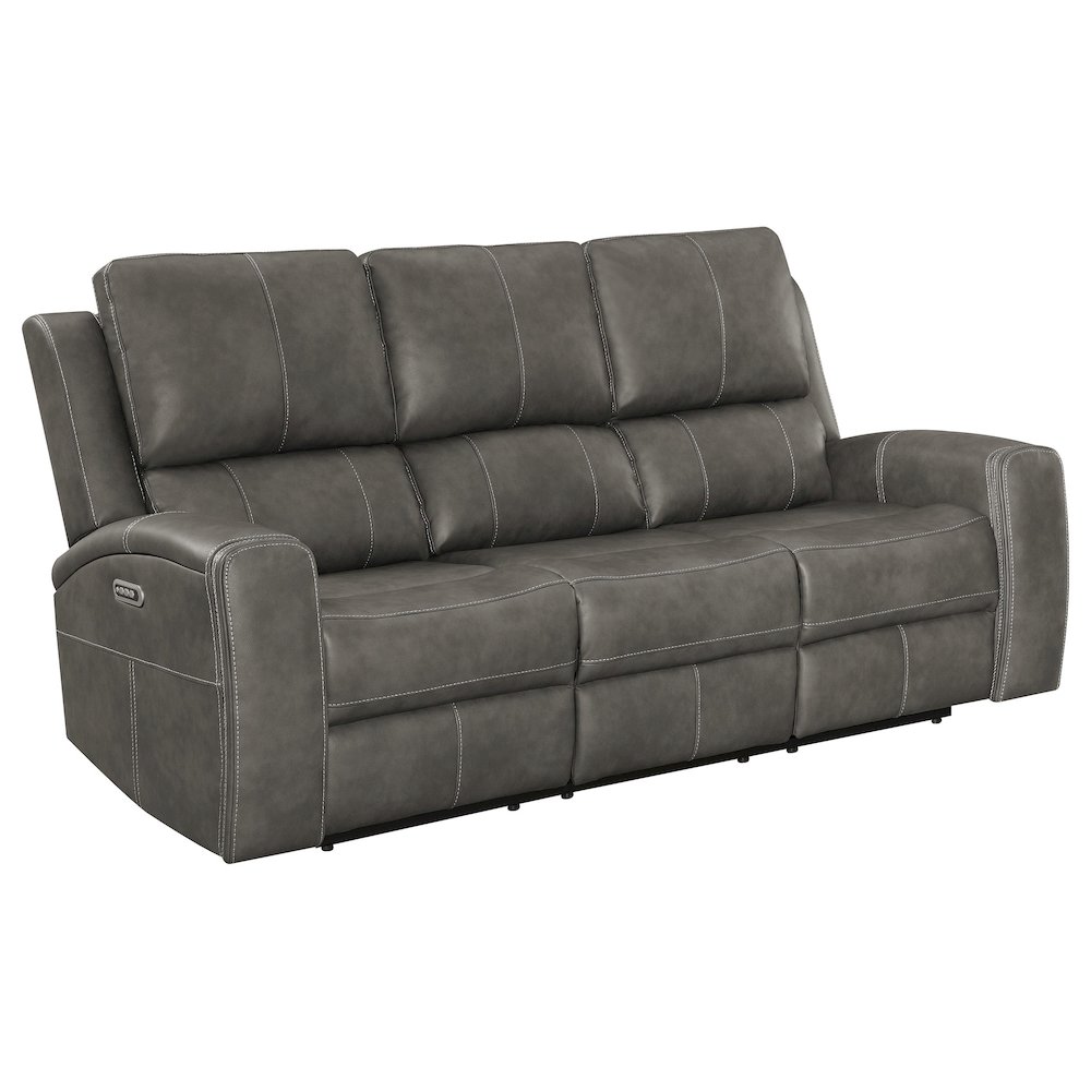 Brickston Triple Power Reclining Sofa Charcoal. Picture 1