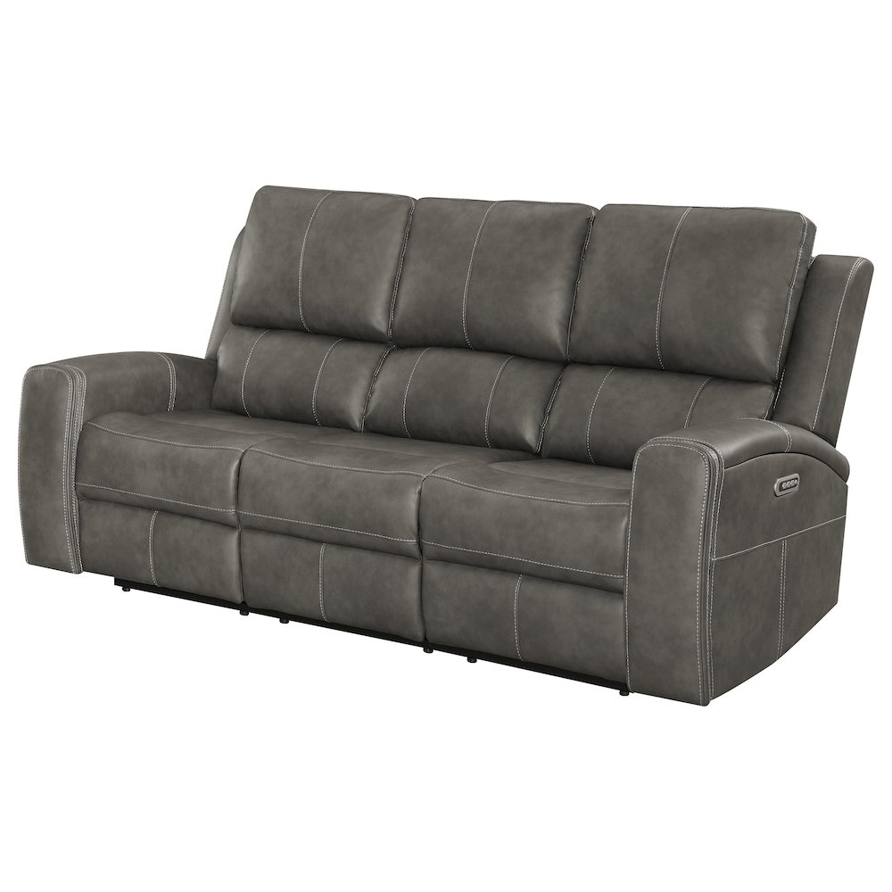Brickston Triple Power Reclining Sofa Charcoal. Picture 4