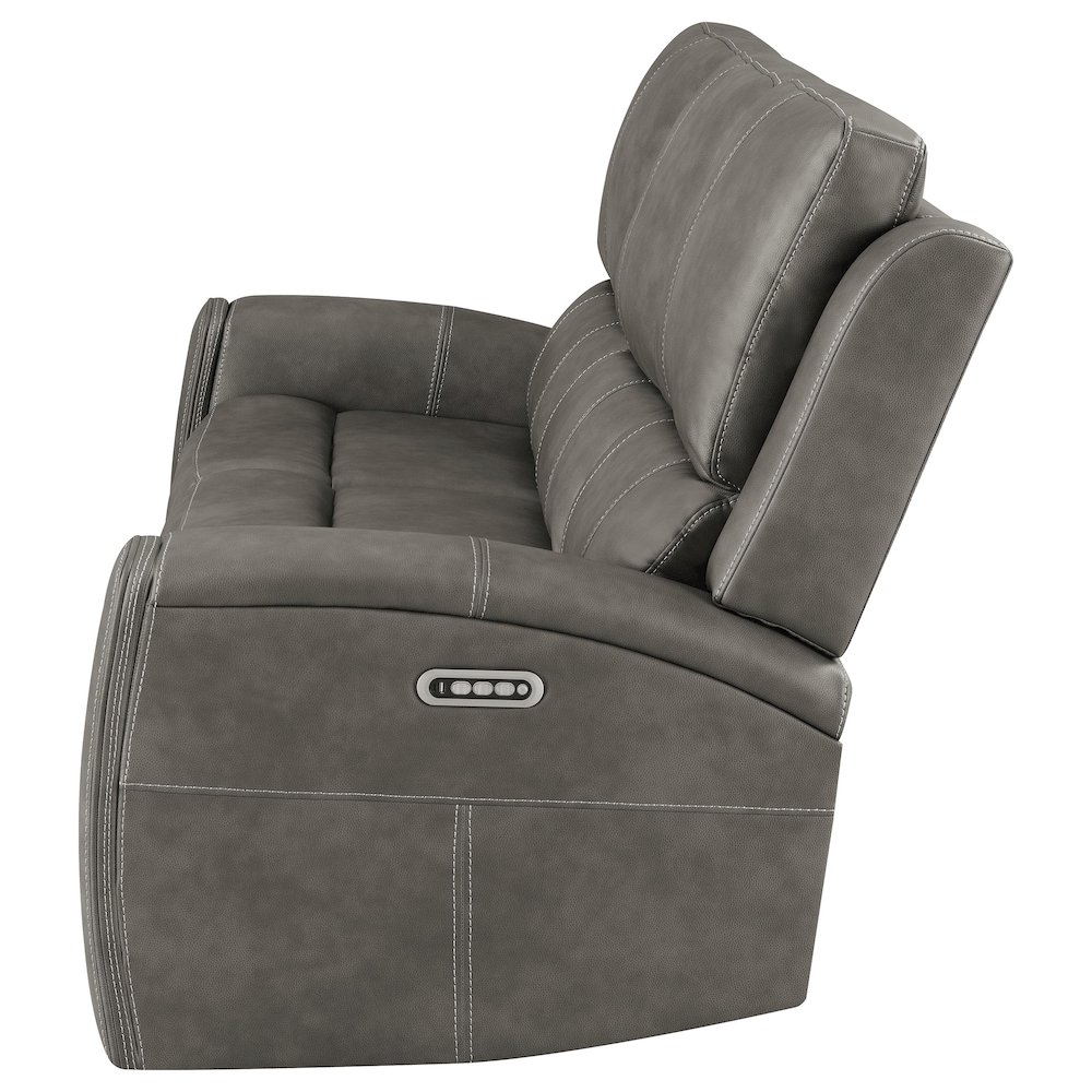 Brickston Triple Power Reclining Sofa Charcoal. Picture 5