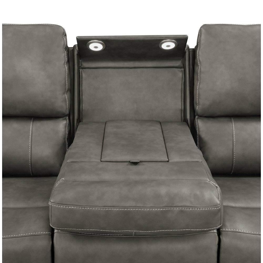 Brickston Triple Power Reclining Sofa Charcoal. Picture 9
