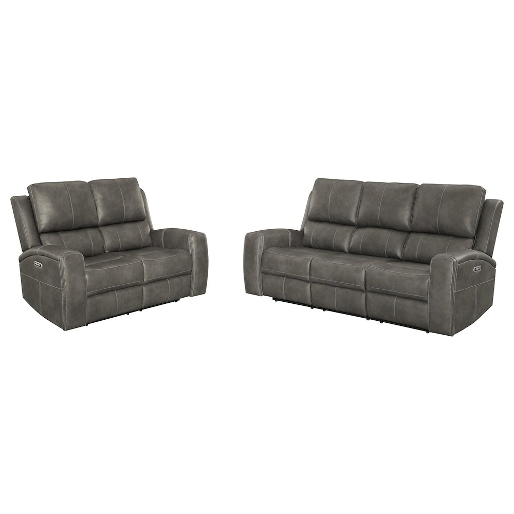 Brickston 2-piece Triple Power Reclining Sofa Set Charcoal. Picture 1