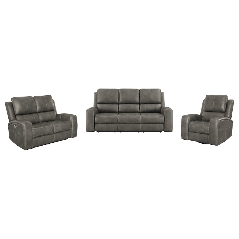 Brickston 3-piece Triple Power Reclining Sofa Set Charcoal. Picture 1