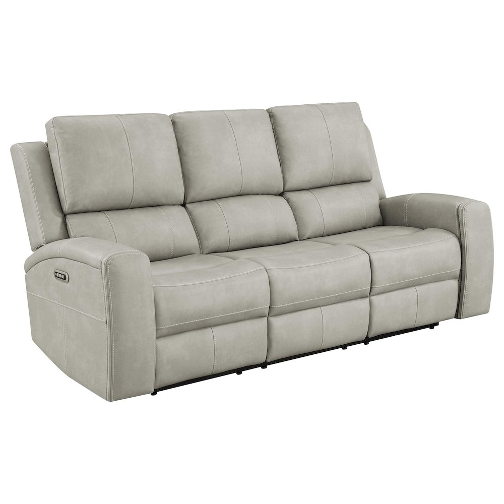 Brickston Triple Power Reclining Sofa Grey. Picture 1