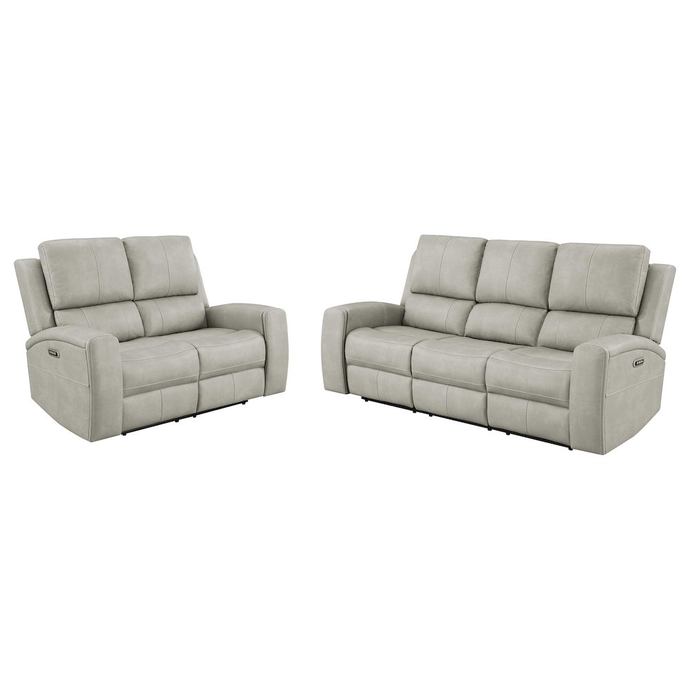 Brickston 2-piece Triple Power Reclining Sofa Set Grey. Picture 1