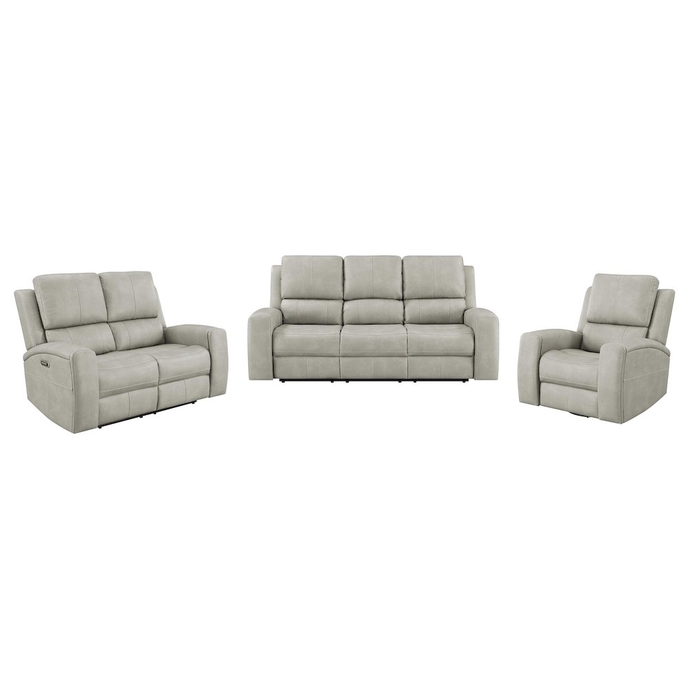 Brickston 3-piece Triple Power Reclining Sofa Set Grey. Picture 1