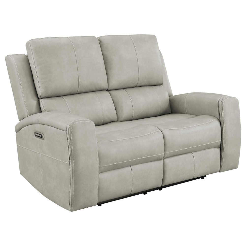 Brickston Triple Power Reclining Loveseat Grey. Picture 1