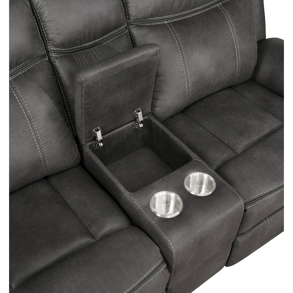 Lawrence 2-piece Upholstered Reclining Sofa Set Charcoal. Picture 6