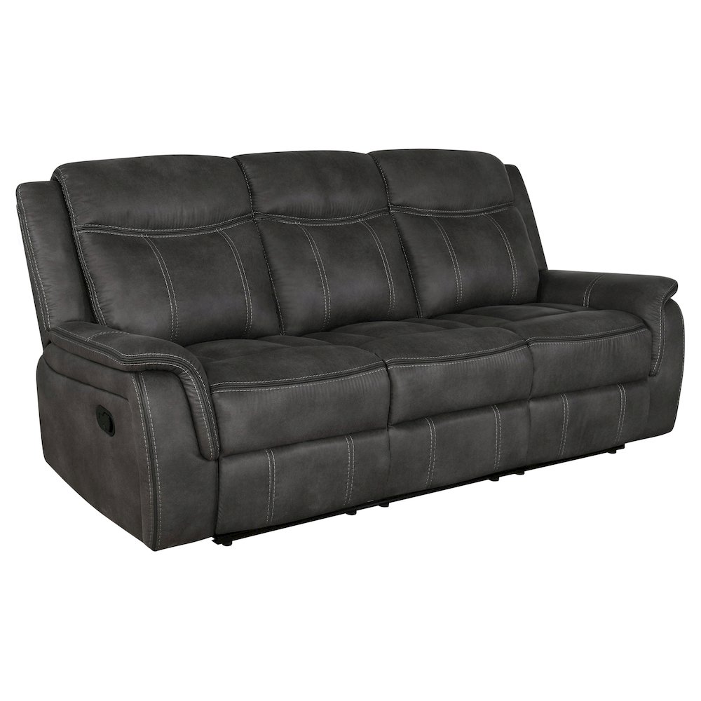 Lawrence 3-piece Upholstered Reclining Sofa Set Charcoal. Picture 1